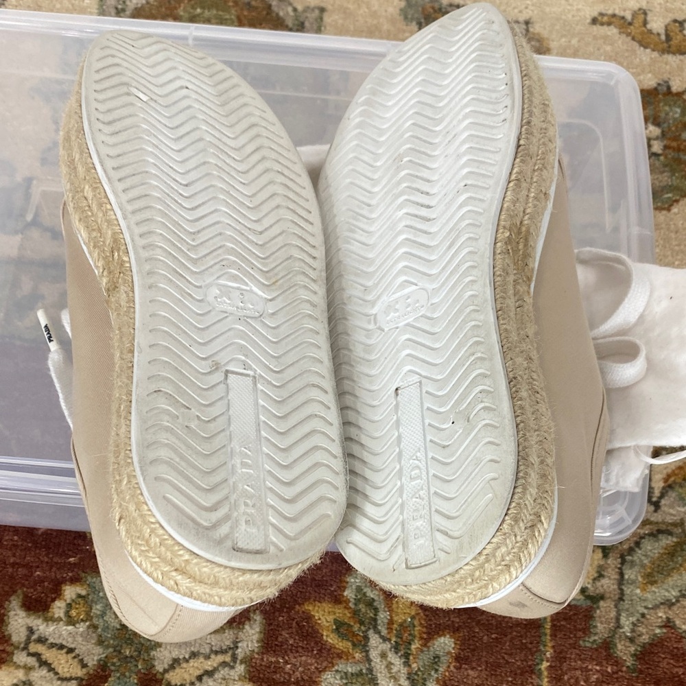 PRADA Natural Gabardine Espadrille Wedge Sneakers 38 - Picture 9 of 10